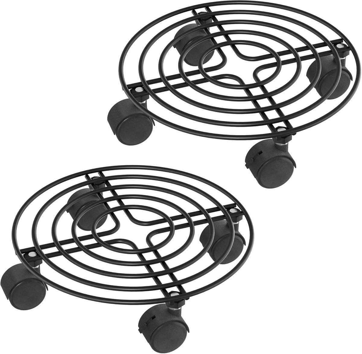 Plantenroller Outdoor, Diameter 30cm Rond Plantenonderzetter met 360 Graden Draaibare Wielen, Bloemen Rolplank tot 150KG, Potroller voor Parasolstandaard/Vuilnisemmer/Regenton, NAIZY