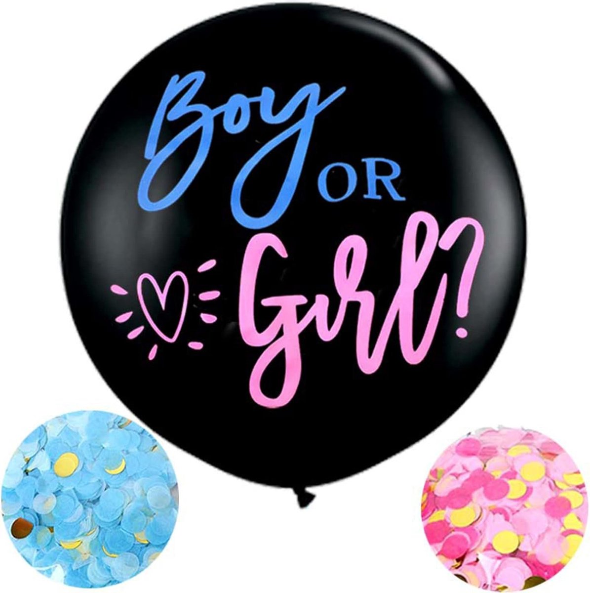 LoHa party® - Gender Reveal Ballon - Boy or Girl - Papieren Confetti - 90 cm