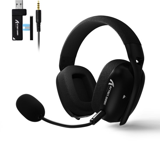 ATTACK SHARK L80Pro - 2.4GHz Draadloze Gaming Headset - Lichtgewicht - Bluetooth koptelefoon - Multiplatform - Geschikt voor PS4/PS5, Nintendo Switch - Zwart