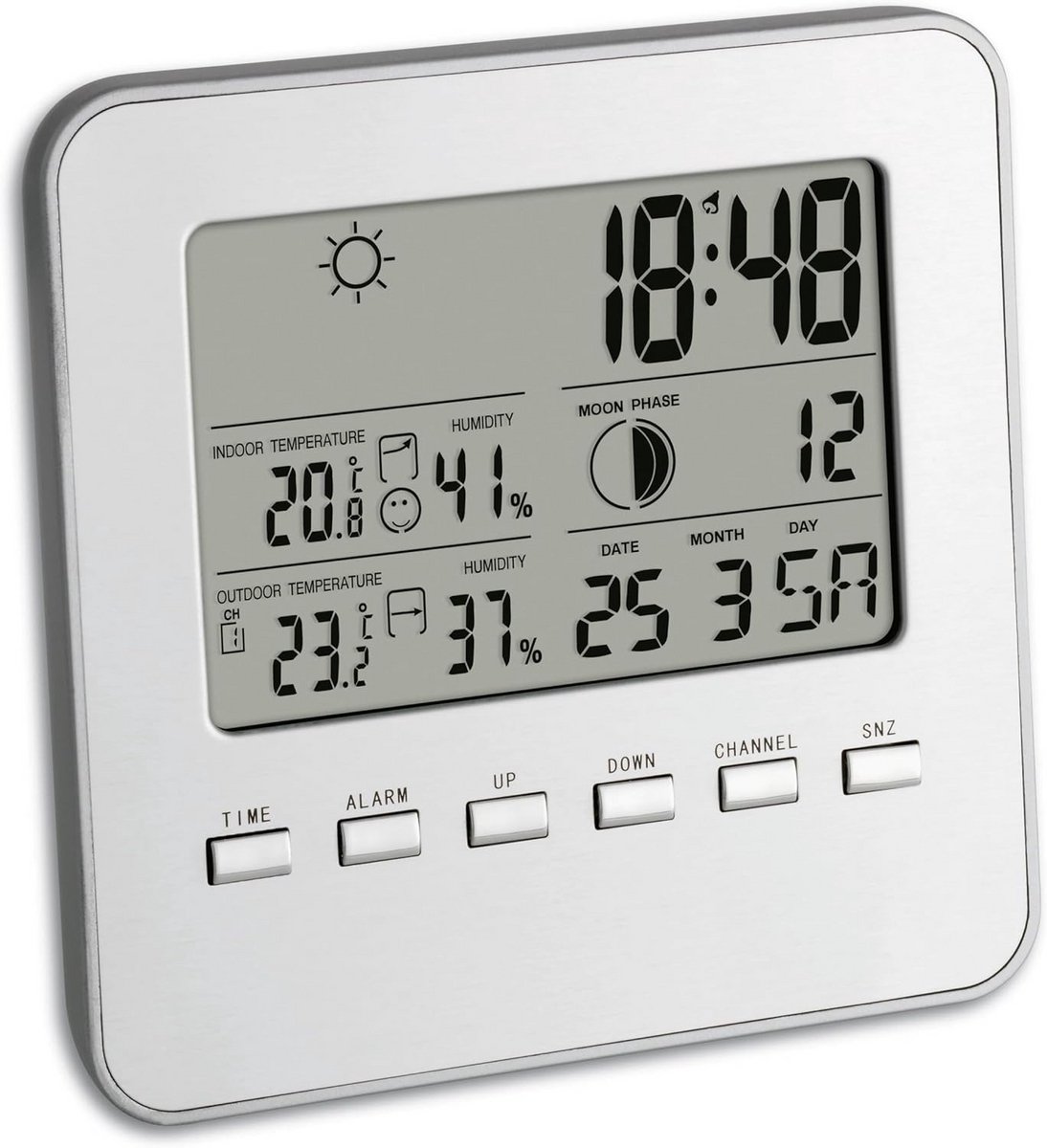 Draadloos Weerstation met Binnen- en Buitentemperatuur, Luchtvochtigheid en Maanfasen
