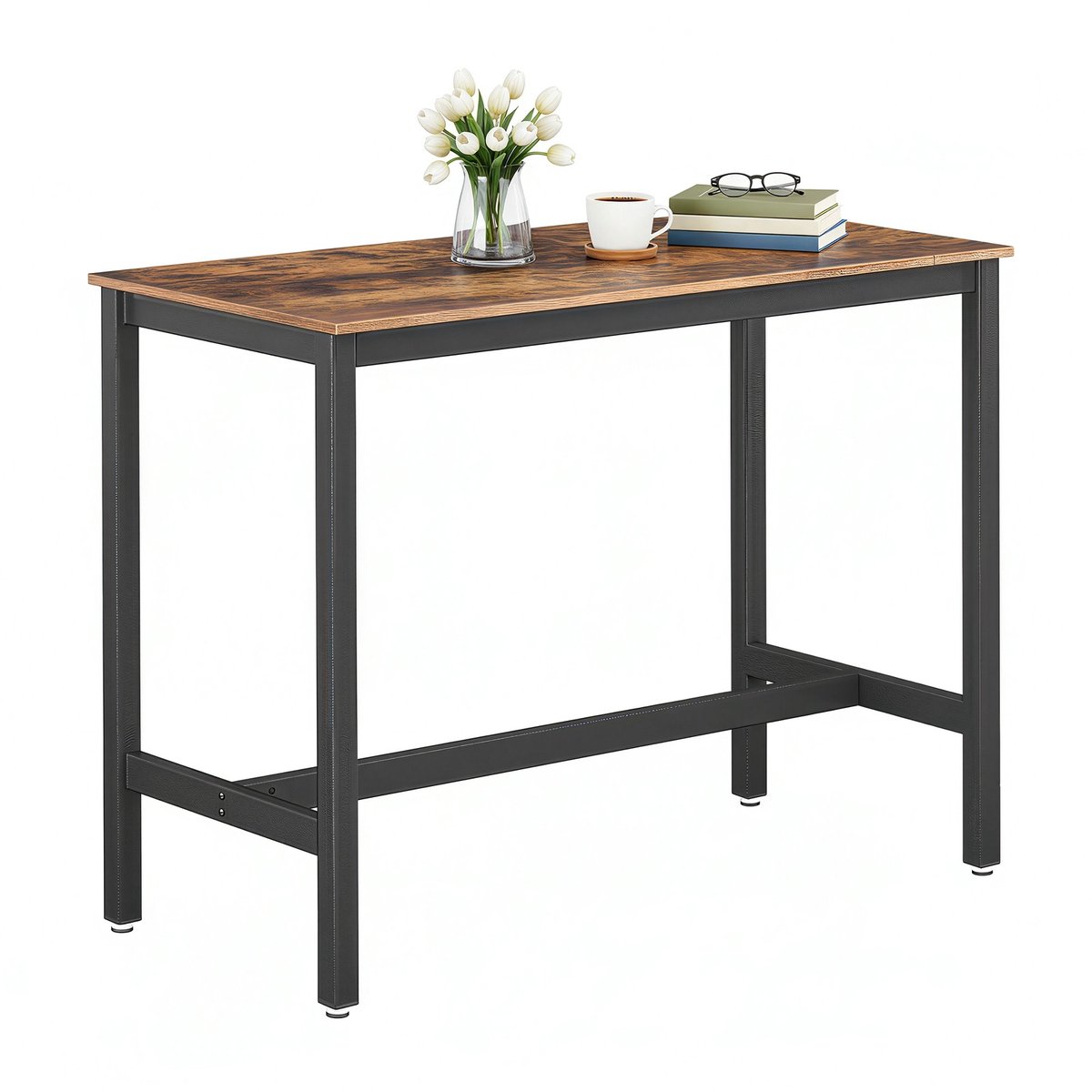 Songmics Bartafel - Industrieel - Stevige hoge tafel Donkerbruin