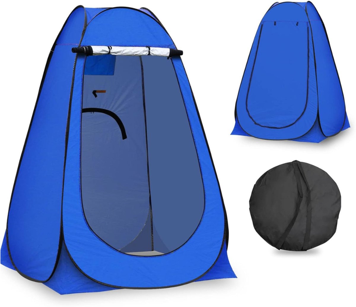 Aurixi® Douchetent - Camping Douche - Douchezak - Blauw - 149cm x 149cm x 190cm