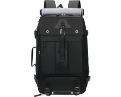 Reisrugzak voor Heren en Dames – Oversized 60L Rugzak – Zwart – Converteerbare Reistas met Schoenenvak – Grote Multifunctionele Backpack voor Reizen, Sport en Outdoor