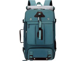 Reisrugzak voor Heren en Dames – Oversized 60L Rugzak – Blauw – Converteerbare Reistas met Schoenenvak – Grote Multifunctionele Backpack voor Reizen, Sport en Outdoor
