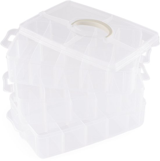 Boîte de stockage à 3 couches avec 24 conteneurs variables