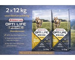 Opti Life Prime Adult All Breeds Kip - Hondenvoer - 2x 12.5 kg Voordeelverpakking Graanvrij