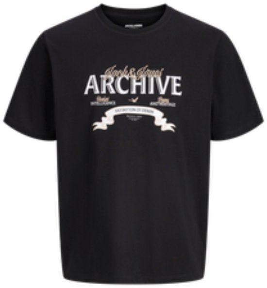 Zwart T-shirt met "Jack & Jones Archive" print op de borst.