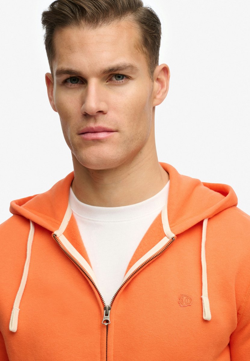 Superdry Monogram Geborduurde Zip Hoodie Heren Hoodies Oranje
