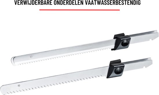 Twee roestvrijstalen messen met gekartelde randen voor het elektrische mes.