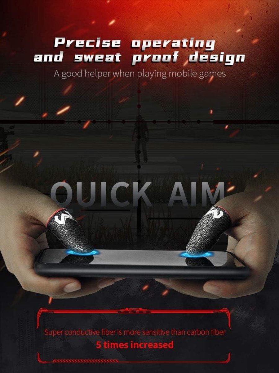 Vingerhandschoenen voor Gaming - Set van 4 - Mobiele Telefoon Accessoires - Anti-zweet - Perfect Touch - Duim en Vinger Fit - Universele pasvorm.