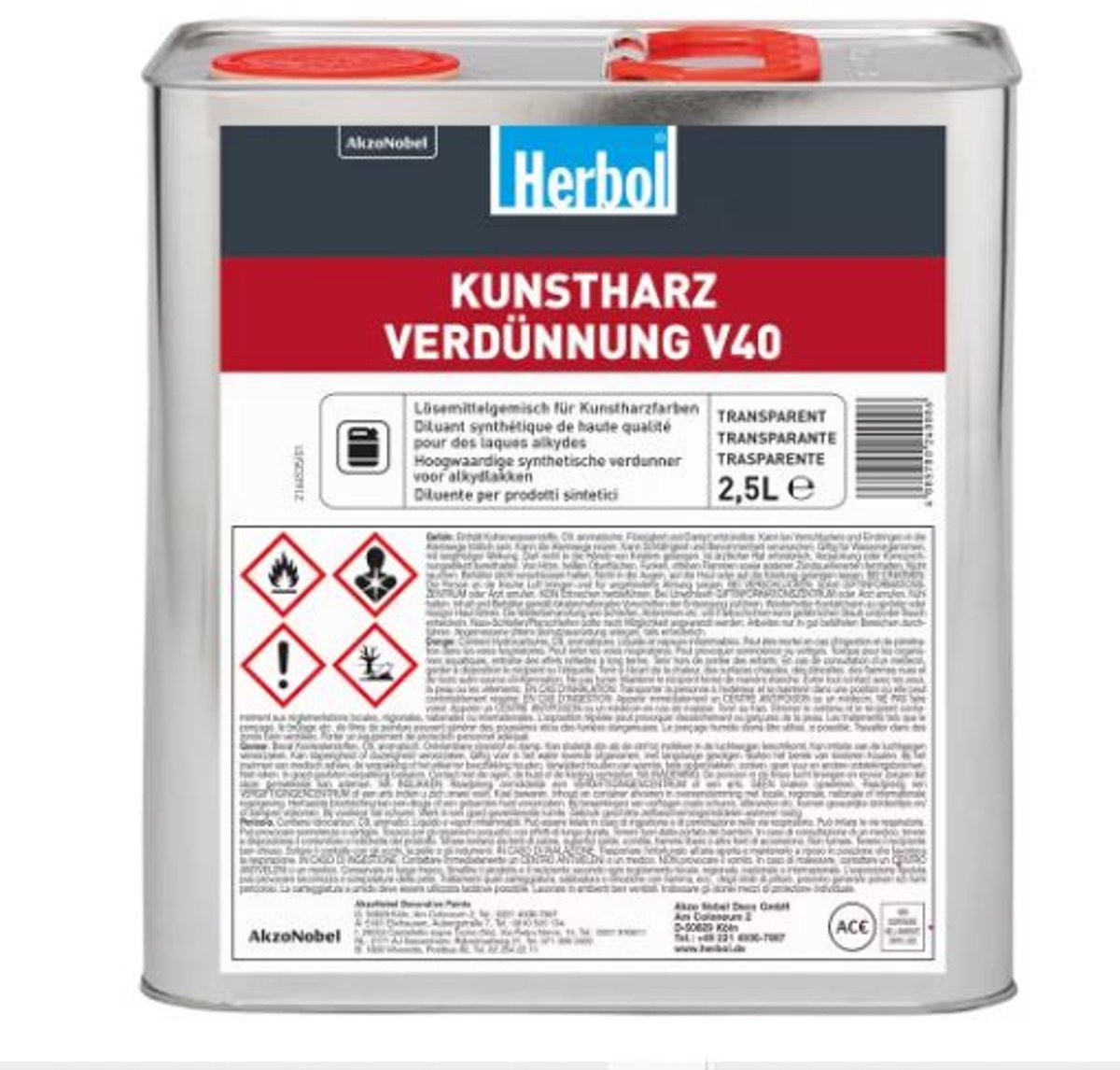 Herbol Kunsthars verdunner V40 - Hoogwaardige synthetische verdunner voor alkydlakken - 2.50 L