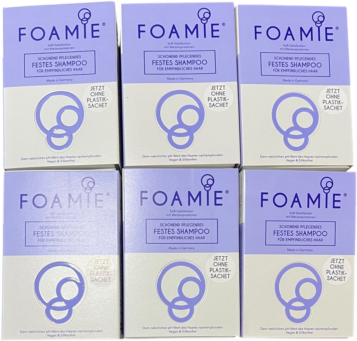 6 stuks Foamie Shampoo Bar 83 gr voor Gevoelig Haar (Vegan en vrij van Siliconen)