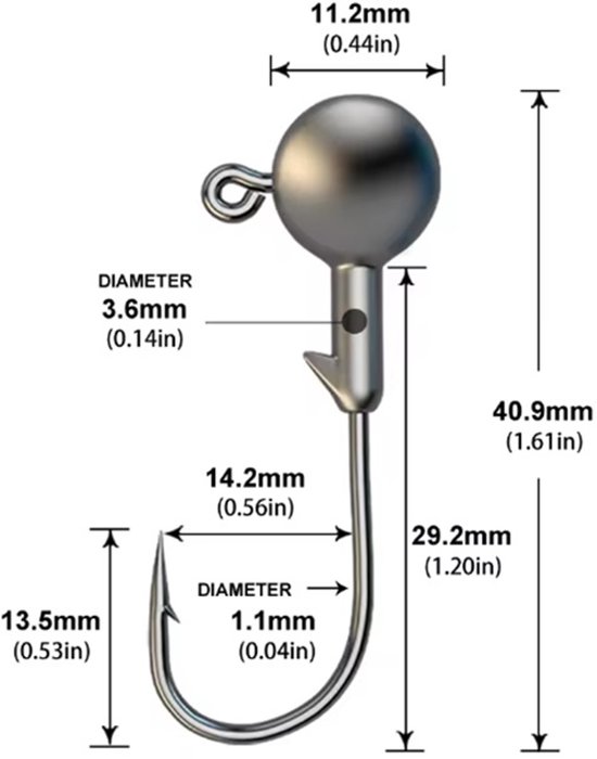 4 Stuks - Jigkoppen 10 gram - Jigheads - Jigkop voor shads & twisters - Roofvissen - Snoek - Baars - Snoekbaars - Kunstaas van Smartshoppingadvies — afbeelding 3