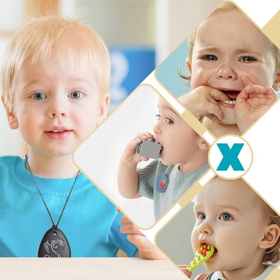 OUYLAF bijtketting ketting - Drakentandgom - 3pcs - Kauwketting - bijtketting - bijtketting jongen - bijtketting autisme - kauwsieraad - voor kinderen, ADHD, autisme en kinderen van Merkloos — afbeelding 5
