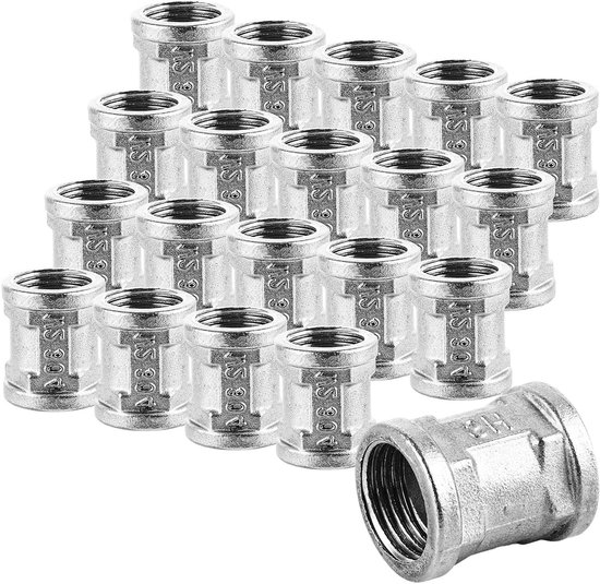 20-delige set roestvrijstalen dubbele nippels 1/2 inch met binnendraad