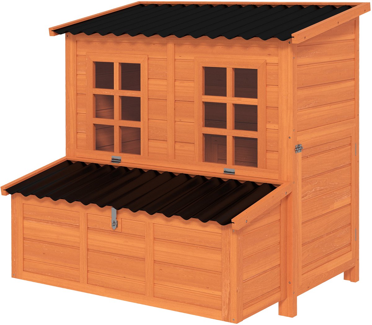 Pawhut Kippenhok-Vurenhout, kunststof-100L x 86B x 100H cm-Oranje