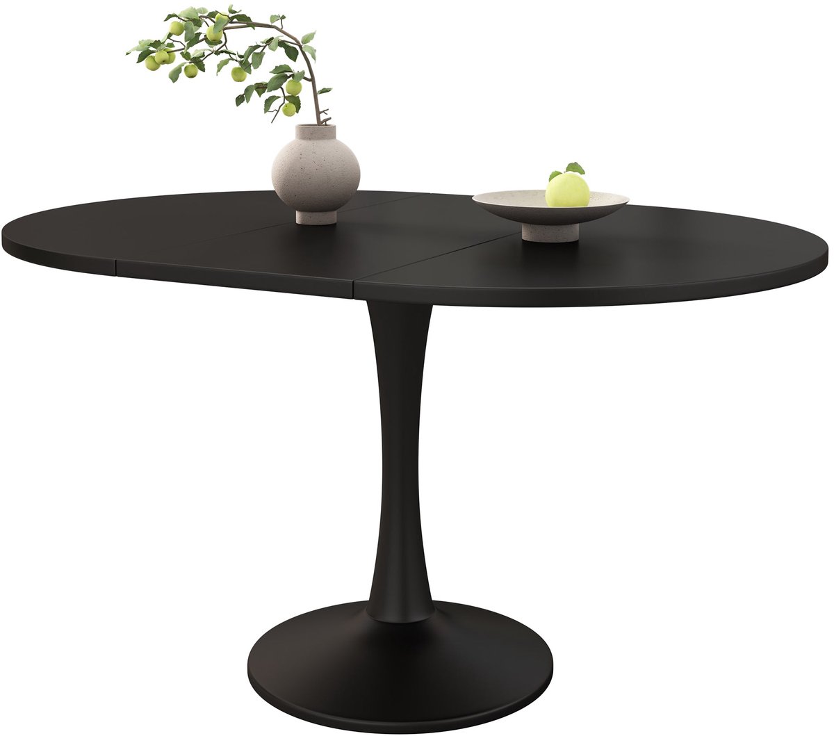 Merax Uitschuifbare Ovale Eettafel Zwart 100/140 X 100 X 75 Cm – Ruimtebesparende Keukentafel – Moderne Eetkamertafel Van MDF