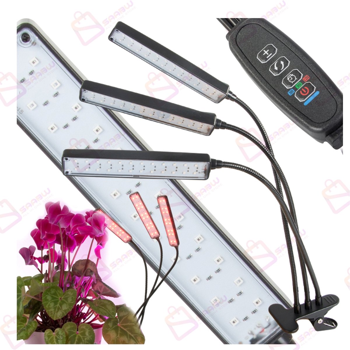 LED Plantengroeilamp USB – 3-Paneel Grow Light met Timer & Afstandsbediening – Clip-On – Rood/Blauw/Mix – groeilamp planten –groeilamp –Groeilamp voor planten – Kweekverlichting voor kamerplanten –72 Leds – 71640