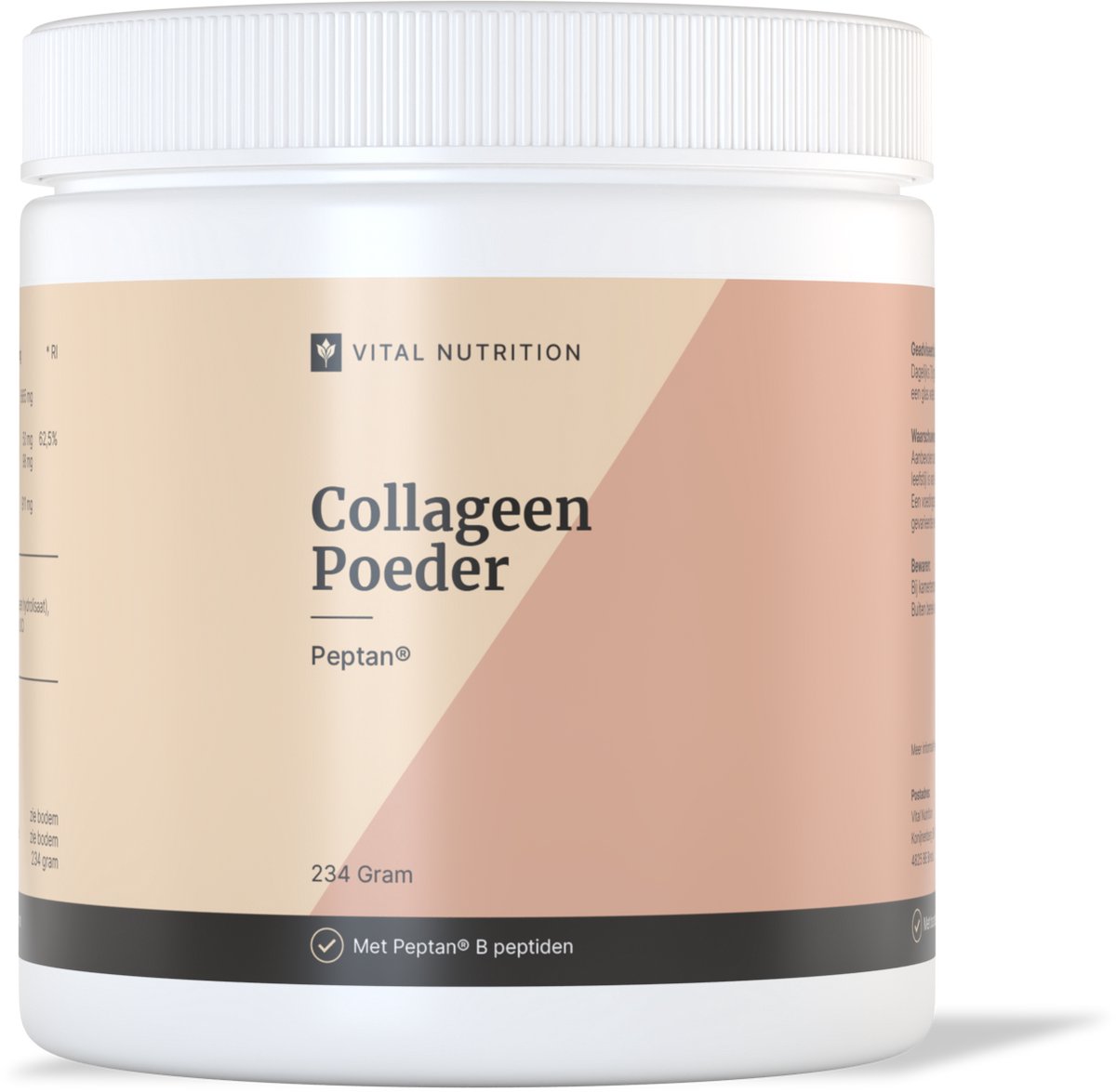 Vital Nutrition - Collageen Poeder Peptan® - Type I Collageen - Glucosamine & Vitamine C - Bosbes - Poeder - 234 gram