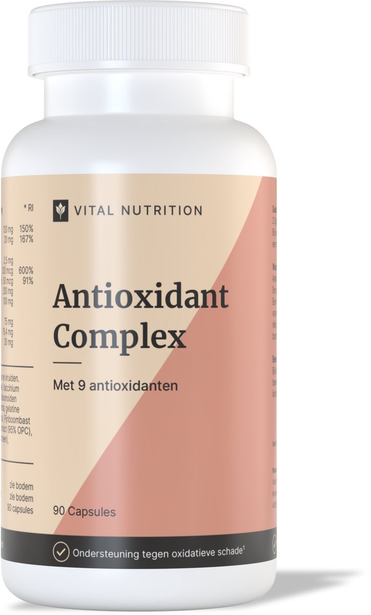 Vital Nutrition Antioxidant Complex - 9 antioxidanten in 1 - Antiverouderingsformule - Onafhankelijk getest - 90 capsules