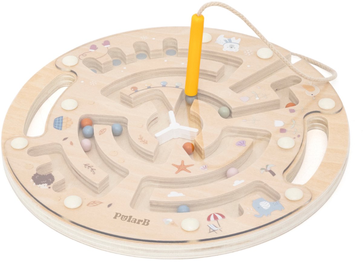 PolarB 4 seasons magnetisch doolhof - educatief houten speelgoed - 18+ maanden