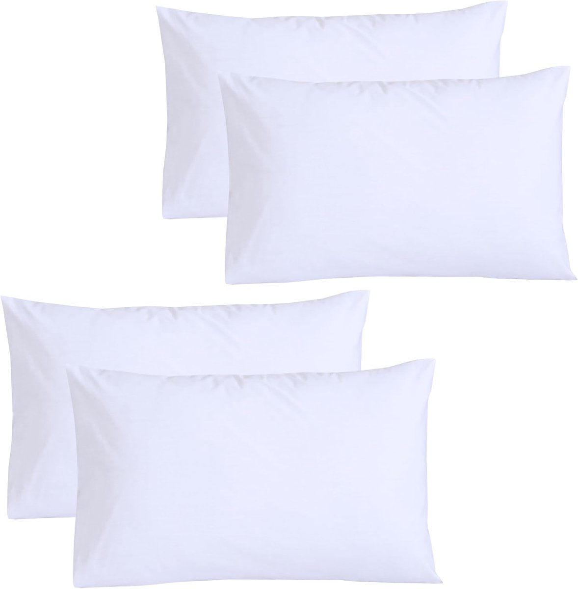 Famanu Kussenslopen - 4 stuks - wit - draaddichtheid 200 - 100% Egyptisch katoen - zachte ademende kussenslopen met envelopsluiting (50 x 75 + 15 cm White