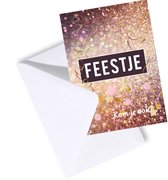 Uitnodiging kinderfeestje - Uitnodigingskaarten - Set 12 stuks met enveloppen - Jongen Meisje - Glitter