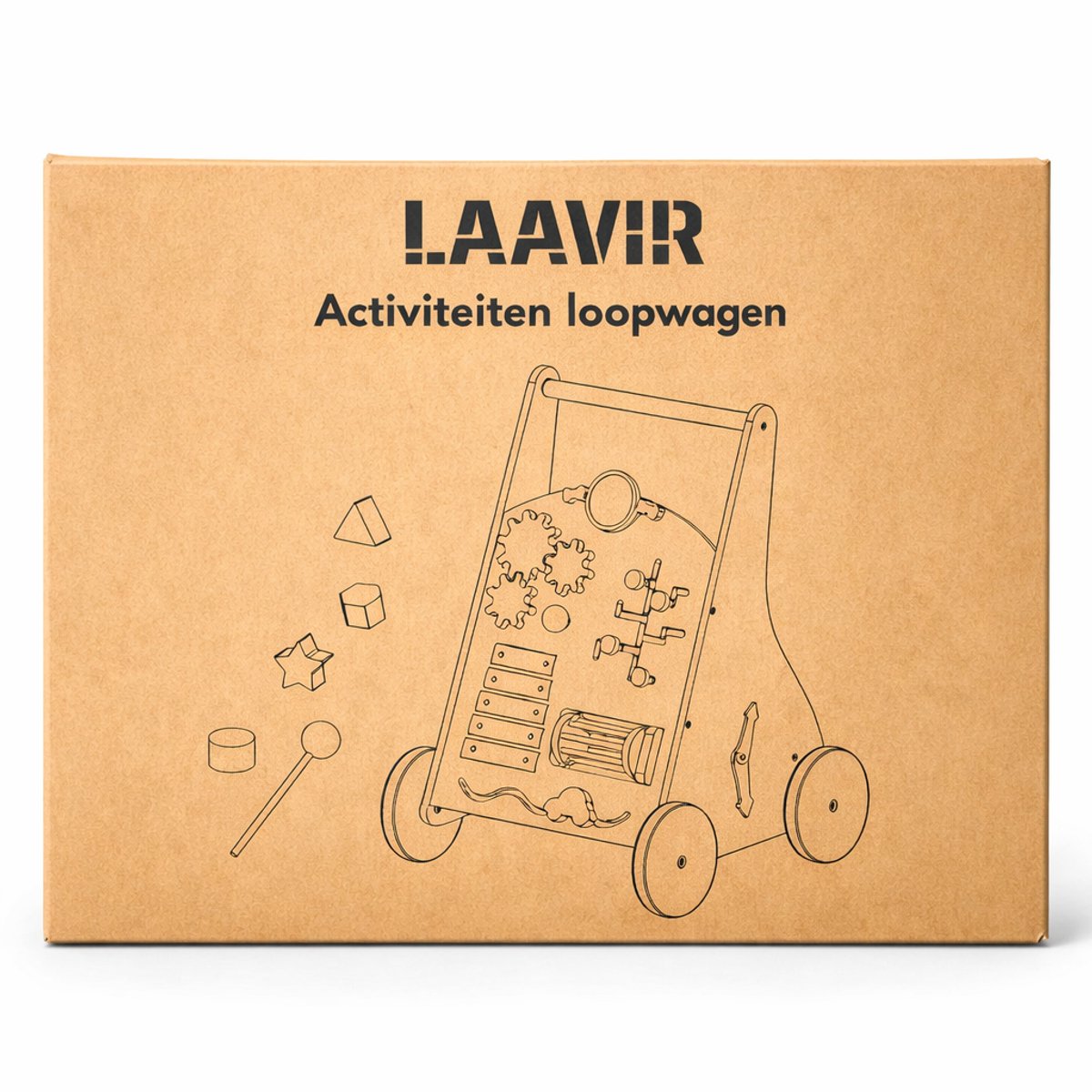 Laavir Activiteiten loopwagen - Houten Loopwagen voor Baby's - Montessori Activiteitenwagentje met Spelletjes en Klok - Mintblauw - FSC Gecertificeerd - 1 Jaar+ — afbeelding 11