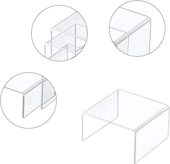 Display Standaard Acryl Rek Set van 4 - Transparante Organizer Risers Display Standaard ...