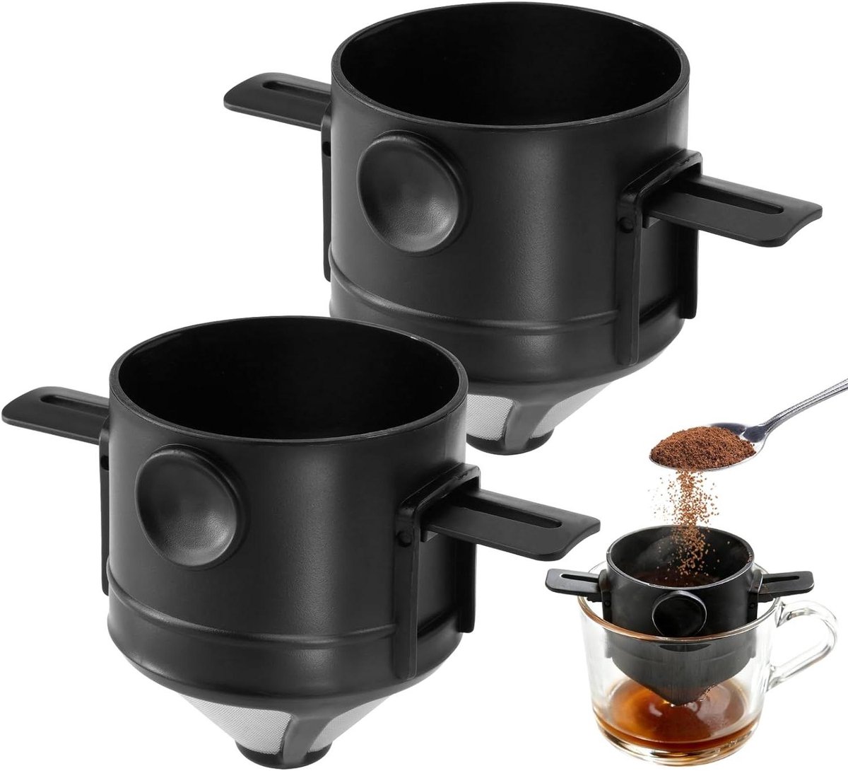 Herbruikbare koffiefilters - filterhouder voor thuis, kantoor, reizen en kamperen