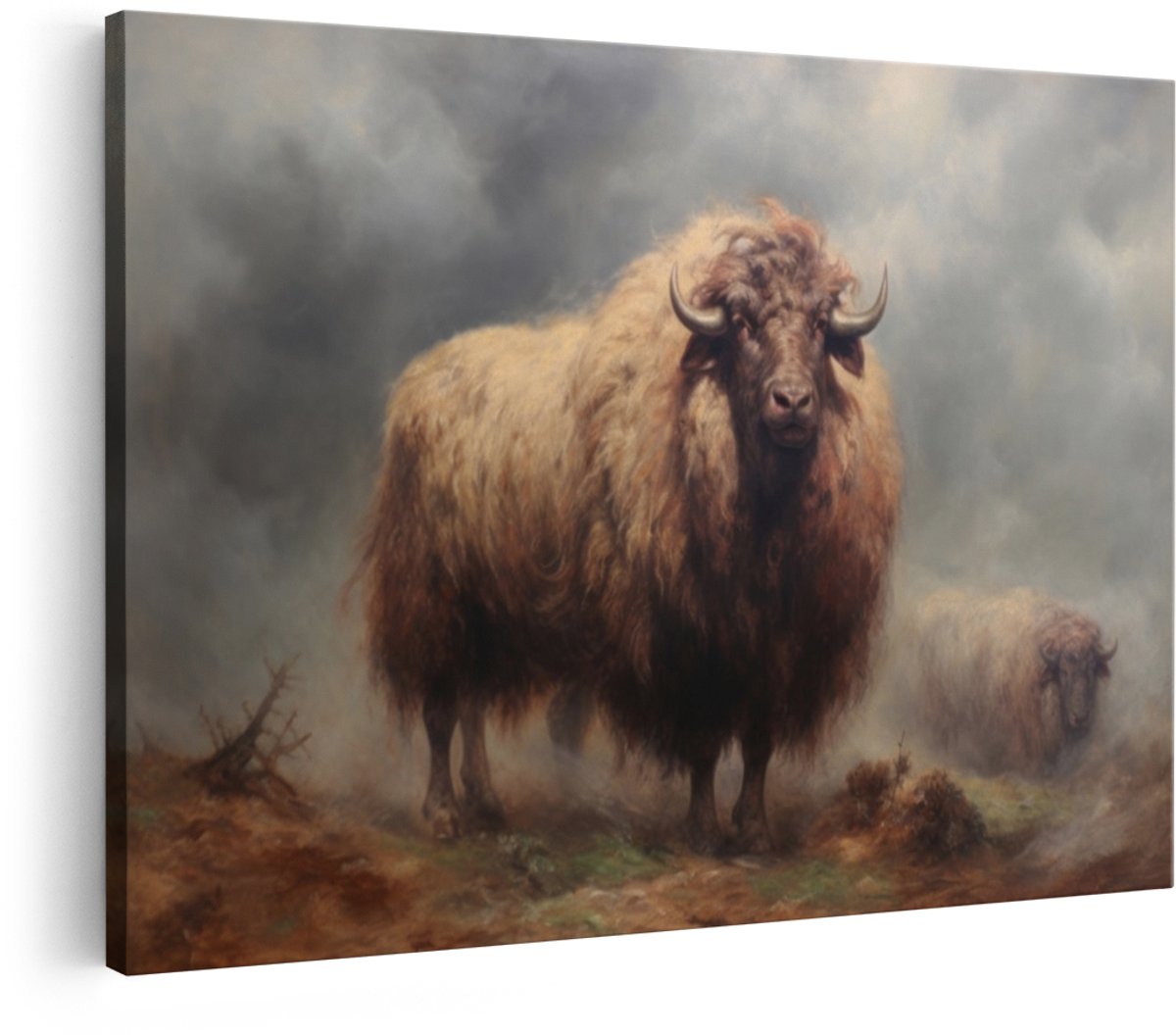 Artaza Canvas Schilderij Schotse Hooglander - 90x60 cm - Wanddecoratie Dieren - Muurdecora