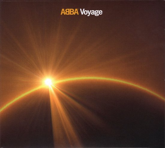 De ABBA Voyage albumhoes toont een opkomende zon boven een gebogen horizon.