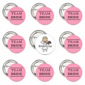 Vrijgezellenfeest button set met 8X Team Bride roze en 1x Bride to Be wit - vrijgezellenfeest - bride to be - button - trouwen - bruid - trouwen