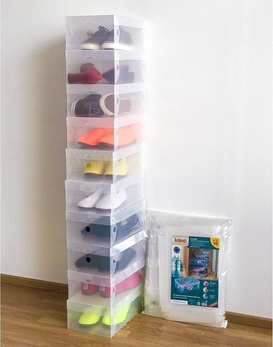 Transparante Schoenen Dozen - Schoenen Opberbox Met Deksel - Opvouwbare Shoe Organizer Opbergdoos Opberger Opbergsysteem - Schoenendoos Set Van 10 Stuks