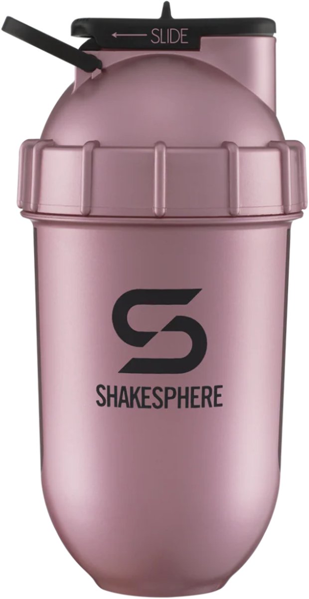ShakeSphere beker met zwart venster- roségoud - zwart logo