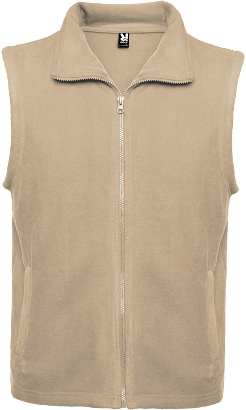 Xnova Fleecevest voor heren, casual, warm, mouwloos, winddicht, opstaande kraag, thermovest, gevoerde mantel, Khaki (stad), M