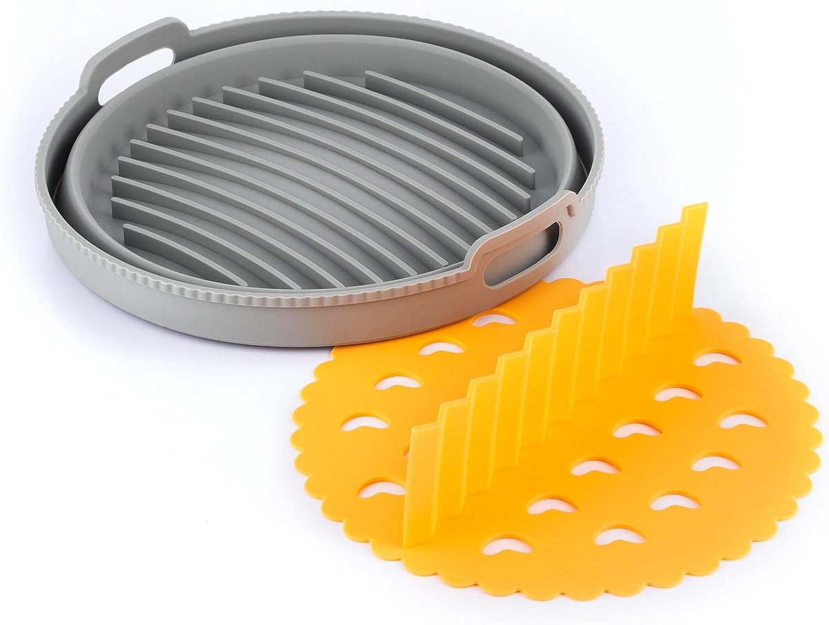 Opvouwbare Siliconen Airfryer Mand met Scheidingswand - Herbruikbaar & Antiaanbak