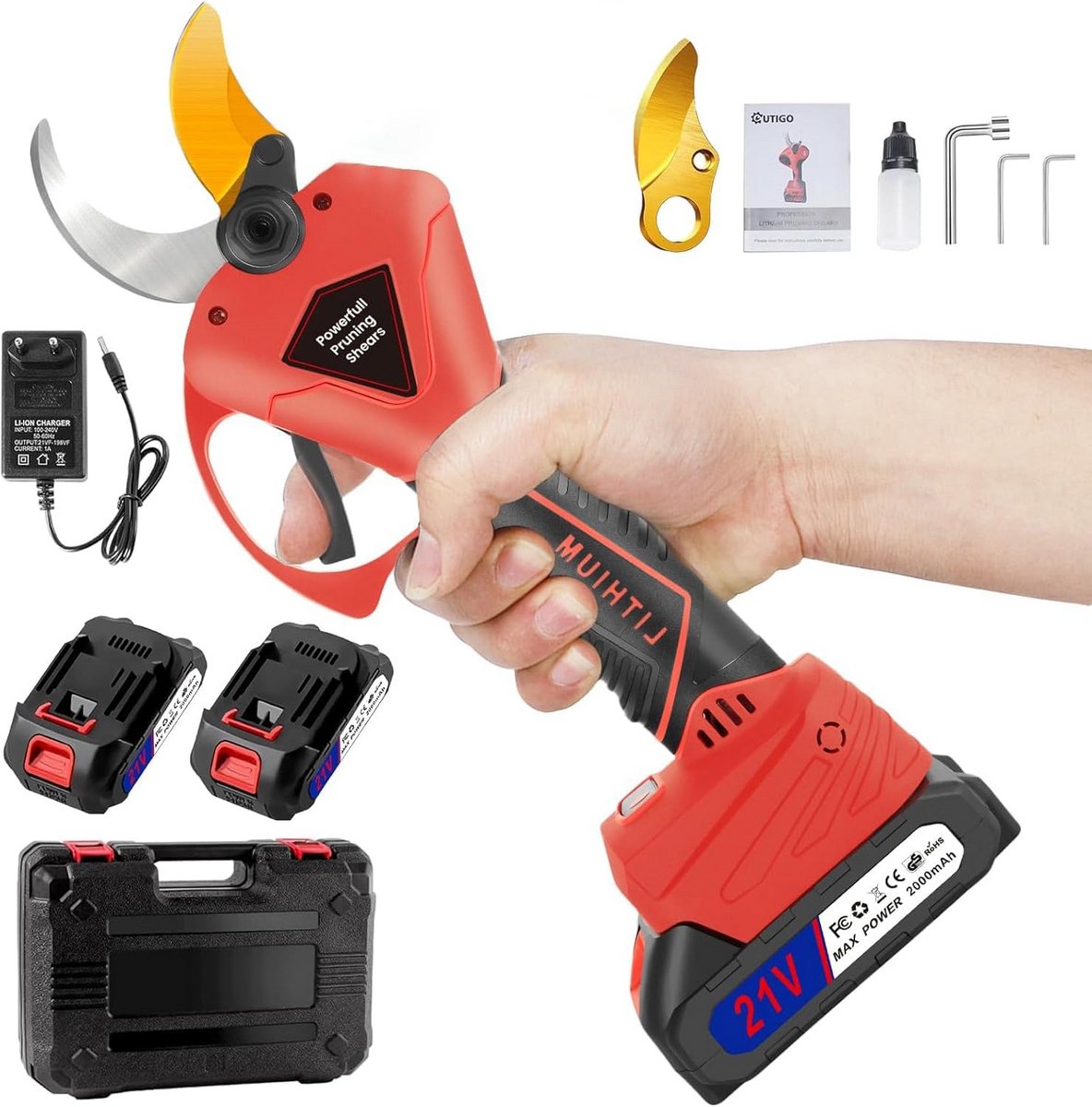 Elektrische Snoeischaar met Accu en LCD Display