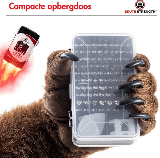 Brute Strength - 117-delige Precisie Schroevendraaierset Magnetisch - Gereedschapset- Schroevendraaiers klein - Bitset met Torx - Handgereedschap - Cadeau