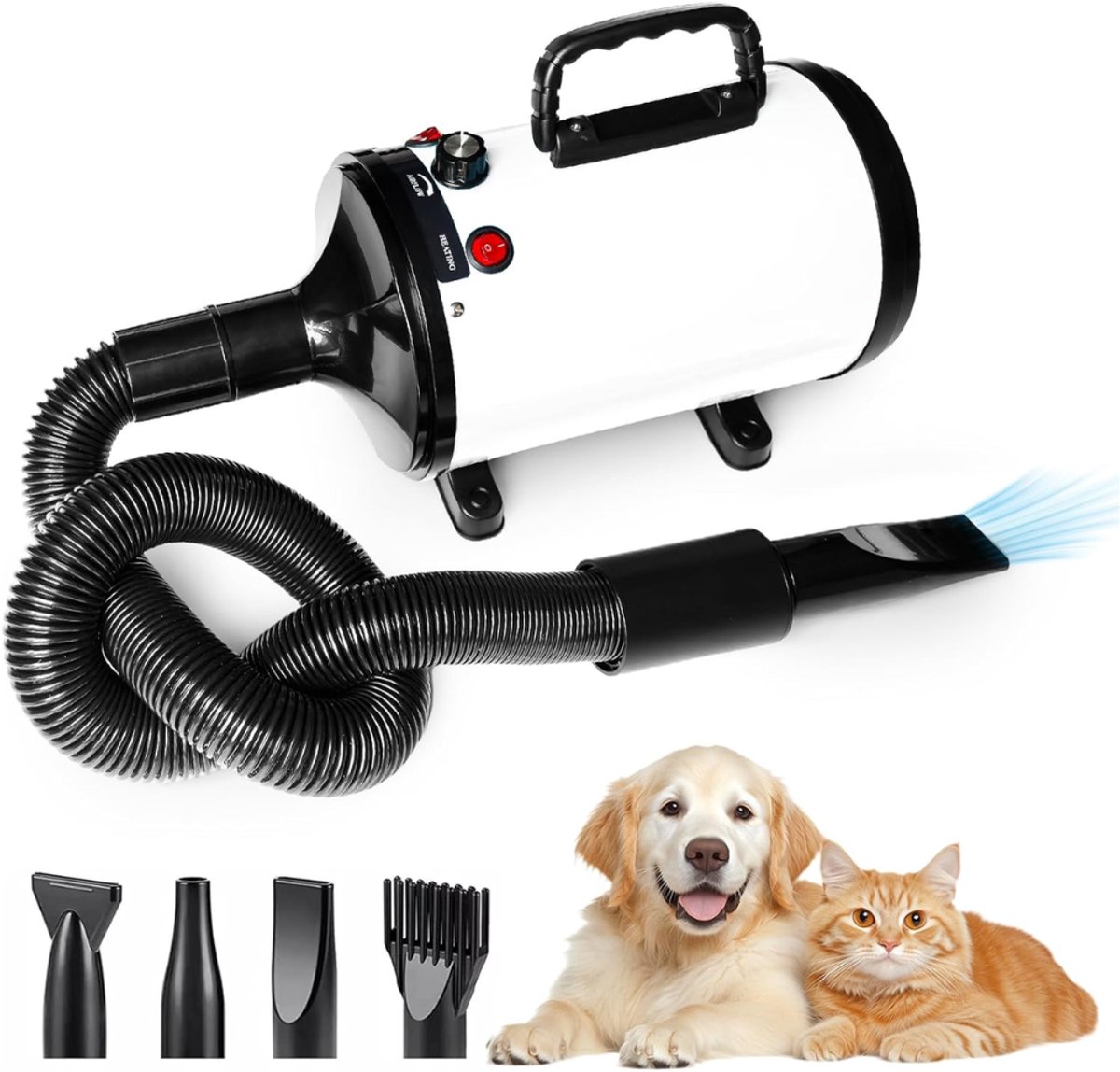 VH Supplies®Hondenföhn - Waterblazer voor Honden - Honden droger - 2800W - Incl. 4 Opzetstukken - Wit