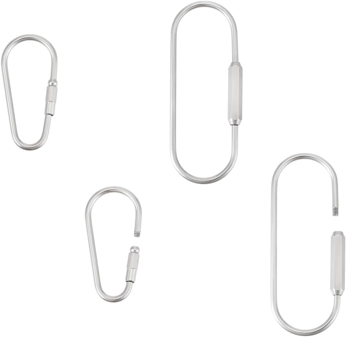 4x Grote Ovale Schroefkarabijnhaken RVS - Robuuste Snelkoppeling voor Sleutelhangers en Sieraden