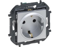 Inbouwstopcontact 2-polig+aarde 16A Aluminium Samenstelbaar