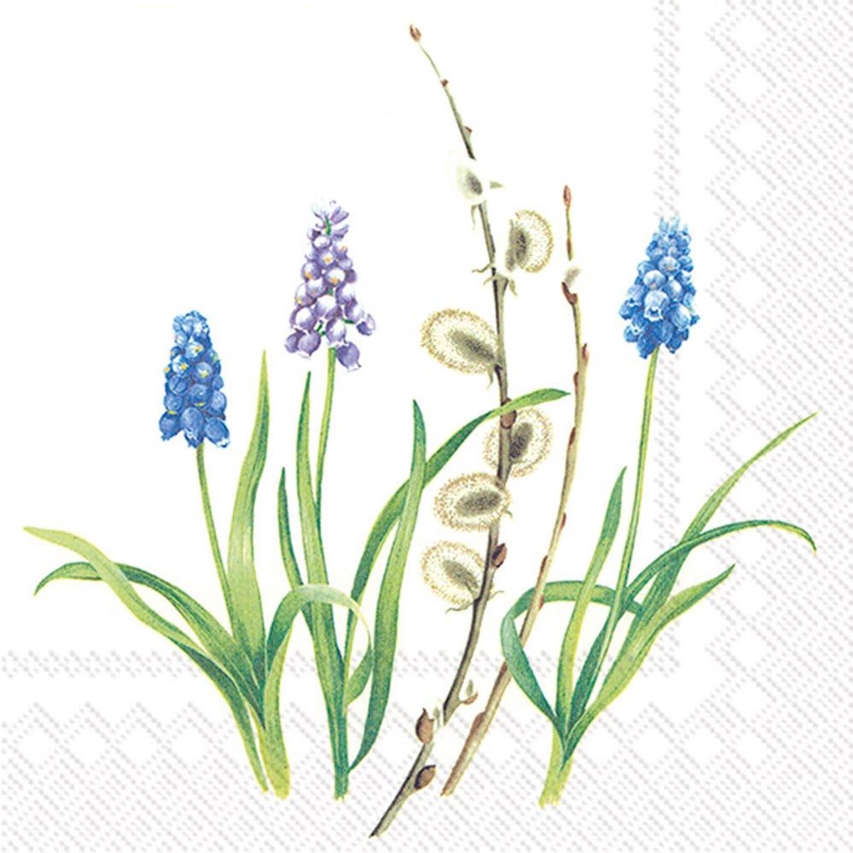 20x Papieren Lunch Servetten Blauw Gedicht Wit - Decoratief en Stevig