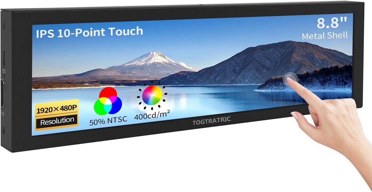 8.8 Inch Mini Touchscreen Monitor 1920x480 IPS Draagbaar