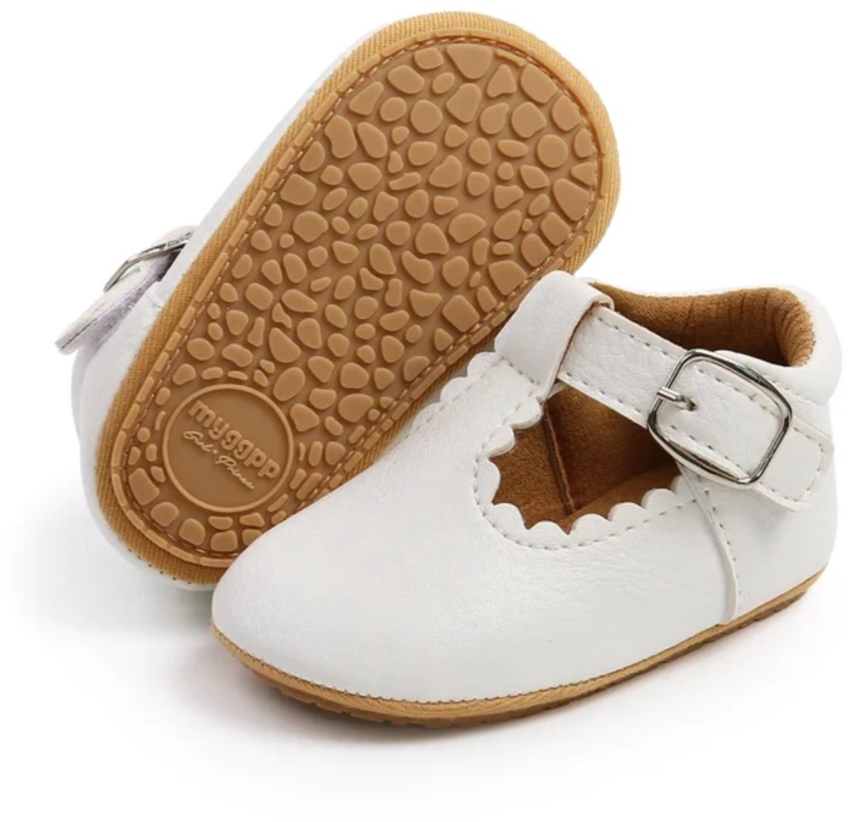 Ukkie Slofjes Baby Ballerina Lolita Wit Maat 20 - meisjes - klittenband - anti slip