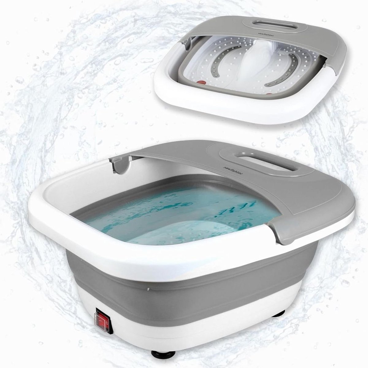 Florixa® Voetenbad met Massage - Voetmassage Apparaat - Wit/Grijs - 43cm x 17cm x 38cm