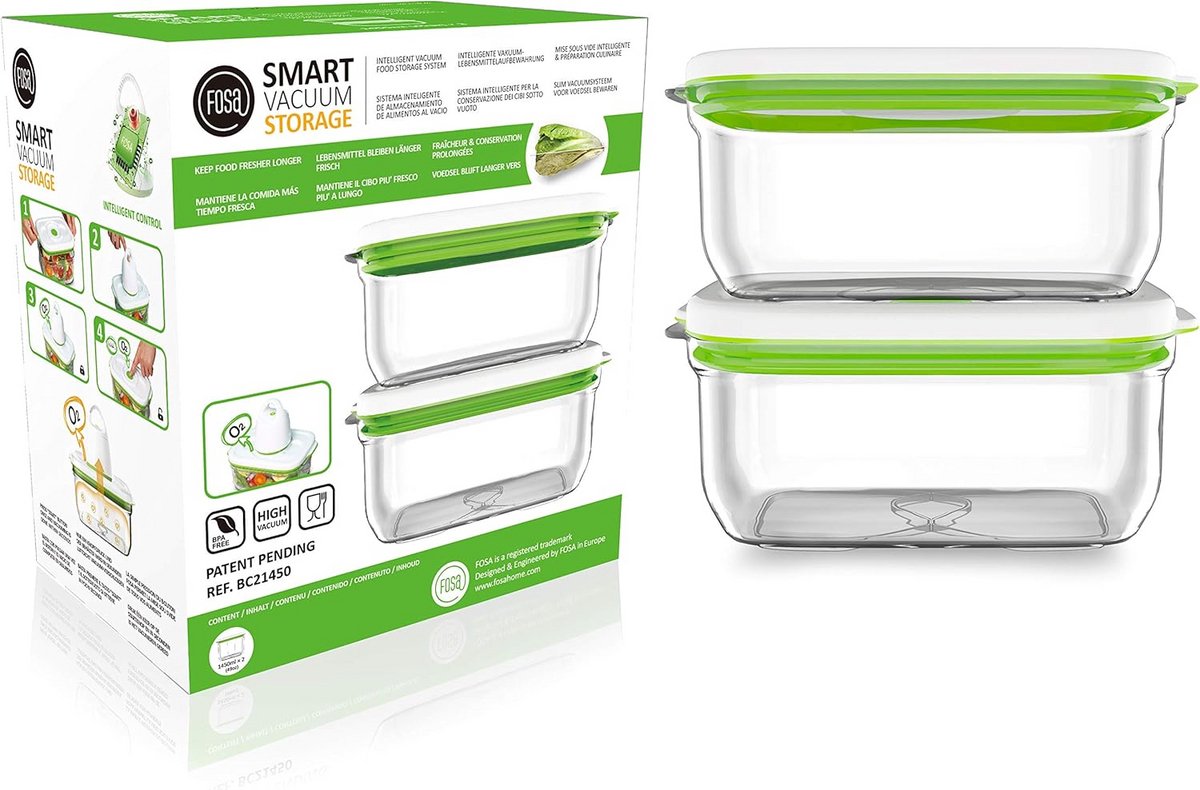 Vacuüm Bewaarbussen Set (2 stuks) - 1450 ml - Vershouders voor Voedsel