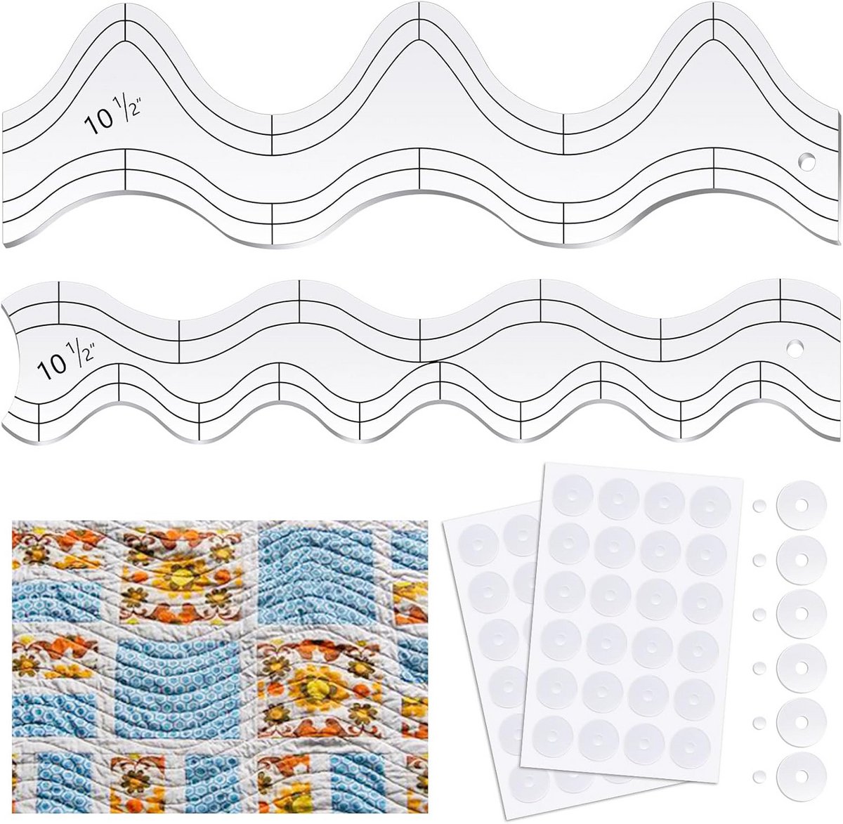 Set van 2 Acryl Quilt Linialen voor Machine Quilten met Antislip Handvatten