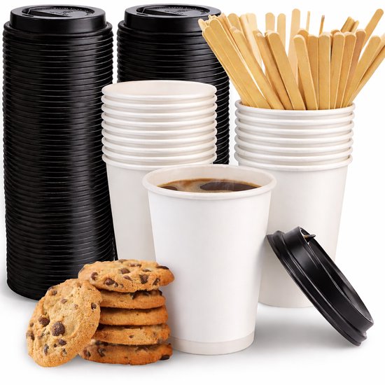 Koffiebekers karton Wit (10st) - Jetjes & Jobjes
