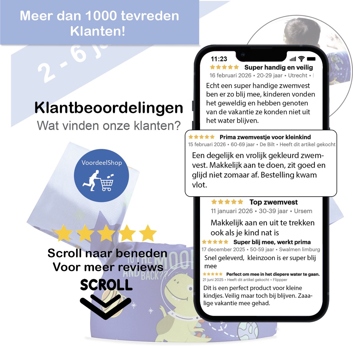 VoordeelShop® Puddle Jumper Zwemvest 2 - 6 Jaar - Incl. Veiligheidssluiting - Dinosaurus - Zwembandjes Drijfvest & Zwemvleugels - Swimtrainer & Zwemgordel - Zwemvest Kinderen - Peuter - 25 KG — afbeelding 9
